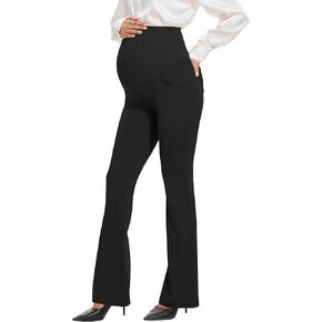 Vimpep Women's Boot Boot Cut Leg Pants High Pants High Weist على سروال الحمل البطن الصغير/الجيوب العادية 3102