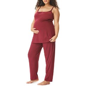 Motherhood Maternity Women's Swing Cami & Foldover Pant, Lounge Set, Breastfeeding Sleepwear