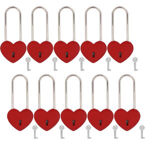 Love Lock Heart Padlock Matte Red Wish Lock Love Padlock with Key for Bridge, Lovers, Wedding, Anniversary, Travel Gift