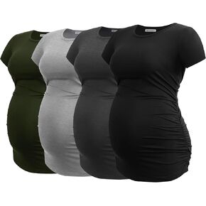 Smallshow Women's 4 Pack Maternity Shirts Short Sleeve Pregnancy Tops Clothes