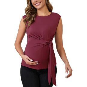 نساء بلوزة الأمومة التعادل الأمامي مرPUTLENT BOWKNOT TUNIC TOPS TOPS CAP CAP SLEEVE OFFICE