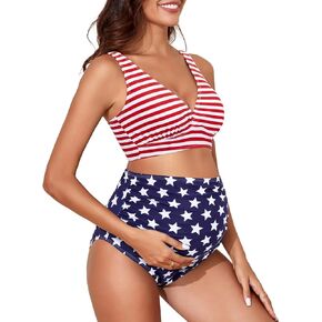 Century Star Swimsuit Swimsuit Bikini وضعت نسخًا عالية من الحمل بدلات الحمل ضد الرقبة على قطعة السباحة من قطعتين in Kuwait