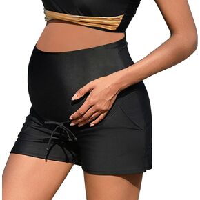 Bhome Maternity High Waisted Swim Shorts with Pockets and Side Slits