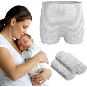 hetaida Postpartum Disposable Underwear, C-Section Underwear for Women, High Waist Maternity Panties, Latex-Free, Super Breathable & Soft, High Stretchable, 8 Count Grey