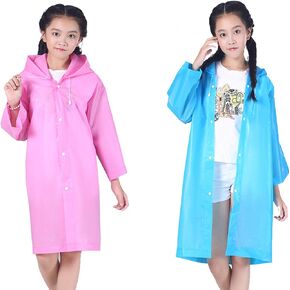 Raincoat Rain Poncho Jacket Slicker Outwear for Children[Thicker & Reusable & Lightweight] Emergency Rain&Wind Coat Cloak Wear for 6-12 Y/O. Boys&Girls for Disney World, Cool for Kids