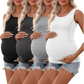 Ficerd 4 Pack Women Cotton Laming Tank Tops Slicfivess Frashed Terments Maternity Dression