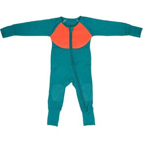 Unisex Romper - Waterproof Bib, Stretchy Bamboo Fabric, 2-way Zipper, Non-slip Foot & Knee Treads, Foldable Mitts & Booties