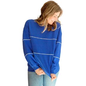 Relaxed Fit Invisible Zipper Breastfeeding Sweatshirt with Piping in French Terry Cotton in Kuwait