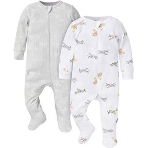 Gerber Unisex Baby 2-pack 2-way Zip Thermal Footed Sleep 'N Play