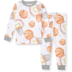 Burt's Bees Baby Baby Boy's Pajamas, Tee and Pant 2-Piece Pj Set, 100% Organic Cotton Soft Sleepwear, Basketball, 3 Toddler