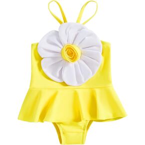 Ledy Champswiin Toddler Baby Girl Swimsuits Big Flower Suspender One Piece Swimsuit Summer Beachwear Bathing Suit