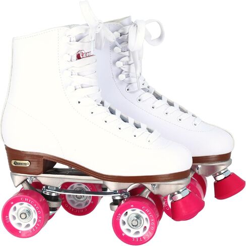 CHICAGO Skates Premium White Quad Roller Skates for Girls and Women Beginners Classic Adjustable High-Top Design for Indoor or Outdoor Skates and Roller Derby in Kuwait