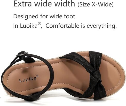 Luoika Women's Wide Width Wedge Sandals, Ankle Strap Open Toe Platform Espadrille Wedge Pump Heel Women's Sandals Concise Casual Summer Shoes. in Saudi Arabia
