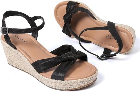 Luoika Women's Wide Width Wedge Sandals, Ankle Strap Open Toe Platform Espadrille Wedge Pump Heel Women's Sandals Concise Casual Summer Shoes. in Saudi Arabia