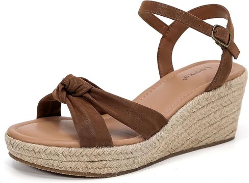 Luoika Women's Wide Width Ankle Strap Wedge Sandals | Wide Width, Adjustable Ankle Strap, Memory Foam, Espadrille Wedge Heel, Concise Casual, Dress, Daily Wear Summer in Saudi Arabia