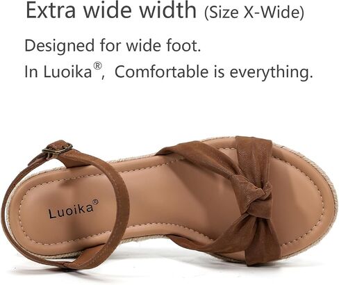 Luoika Women's Wide Width Ankle Strap Wedge Sandals | Wide Width, Adjustable Ankle Strap, Memory Foam, Espadrille Wedge Heel, Concise Casual, Dress, Daily Wear Summer in Saudi Arabia
