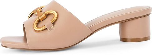 Coutgo Womens Heeled Slides Sandals Square Open Toe Slip on Comfortable Kitten Block Low Heel Metal Chain Dressy Shoes in Saudi Arabia