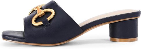Coutgo Womens Heeled Slides Sandals Square Open Toe Slip on Comfortable Kitten Block Low Heel Metal Chain Dressy Shoes in Saudi Arabia