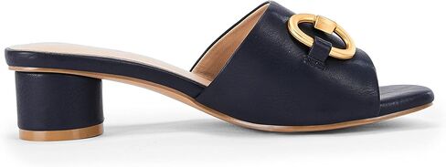 Coutgo Womens Heeled Slides Sandals Square Open Toe Slip on Comfortable Kitten Block Low Heel Metal Chain Dressy Shoes in Saudi Arabia