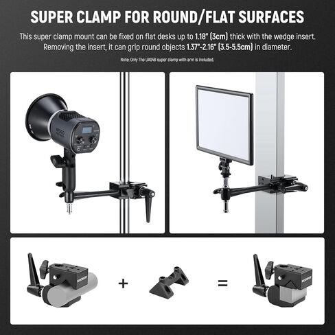 NEEWER 21" Magic Arm Camera Mount with Super Clamp, Overhead Desk Mount with 360° Dual Ball Head, 1/4" 3/8" 5/8" Stud Adapter for PA073 PA074 Phone Cage Rig DSLR Camera Monitor Video Light, UA018 in Saudi Arabia