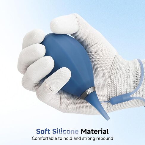 JJC Small Air Dust Blower for Camera Sensor Lens Cleaning with Soft Tip | Glacier Blue, Camera Blower Works on Multiple Devices, Ergonomic Grip, Silicone, Includes Lanyard for Outdoor Travel Cleaning in Kuwait