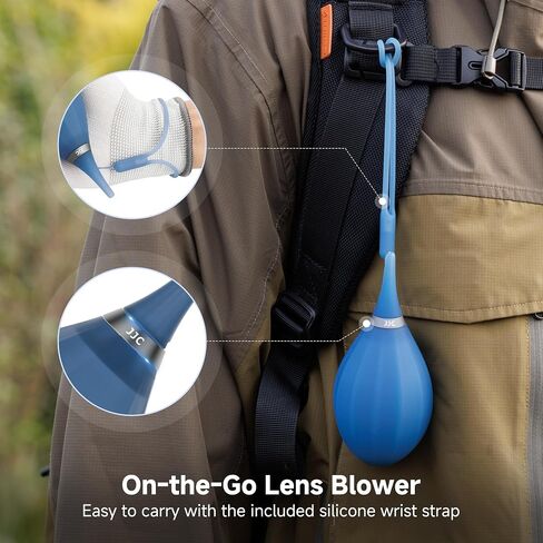 JJC Small Air Dust Blower for Camera Sensor Lens Cleaning with Soft Tip | Glacier Blue, Camera Blower Works on Multiple Devices, Ergonomic Grip, Silicone, Includes Lanyard for Outdoor Travel Cleaning in Kuwait