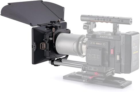 Tilta Mirage Pro Matte Box Base Kit | ألياف الكربون هود وعلم أعلى | استخدم ما يصل إلى 3 مرشحات 4x5.65 | 67 ، 72 ، 77 ، 82 ، 95 ، 110 و 136 ملم المحولات الأمامية | 15 مم LWS قوس التثبيت | قضية حمل in Kuwait