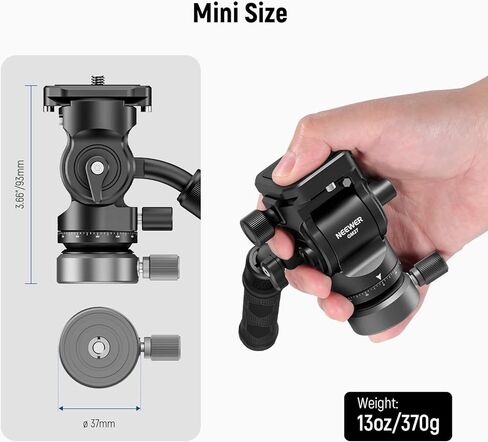 NEEWER Tripod Fluid Head with +/-10° Leveling Base(37mm Dia.), Metal Pan Tilt Head with Arca Type QR Plate, Telescopic Handle for Compact Video Camera DSLR Camera, Max Load 8.8lb/4kg, GM27 in Saudi Arabia