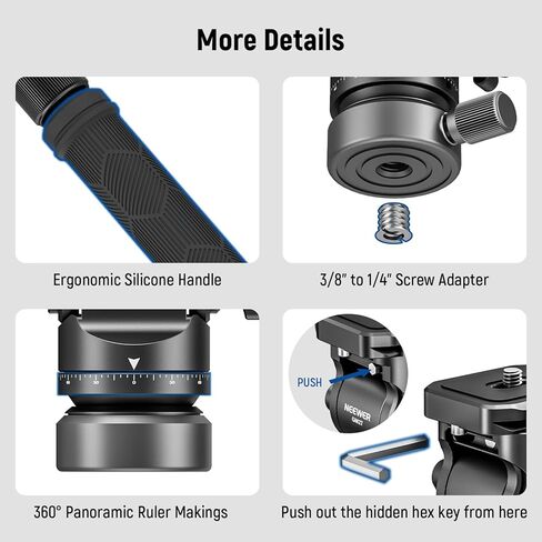 NEEWER Tripod Fluid Head with +/-10° Leveling Base(37mm Dia.), Metal Pan Tilt Head with Arca Type QR Plate, Telescopic Handle for Compact Video Camera DSLR Camera, Max Load 8.8lb/4kg, GM27 in Saudi Arabia