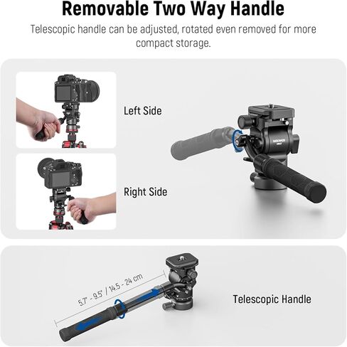 NEEWER Tripod Fluid Head with +/-10° Leveling Base(37mm Dia.), Metal Pan Tilt Head with Arca Type QR Plate, Telescopic Handle for Compact Video Camera DSLR Camera, Max Load 8.8lb/4kg, GM27 in Saudi Arabia