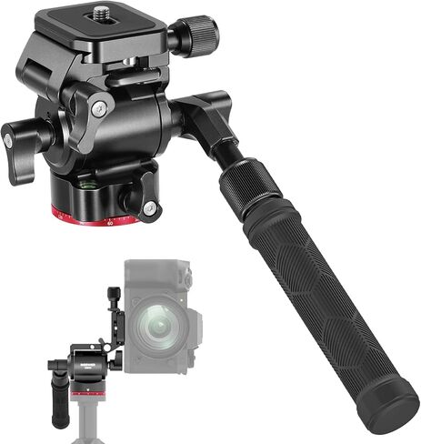 NEEWER Tripod Fluid Head with +/-10° Leveling Base(37mm Dia.), Metal Pan Tilt Head with Arca Type QR Plate, Telescopic Handle for Compact Video Camera DSLR Camera, Max Load 8.8lb/4kg, GM27 in Saudi Arabia