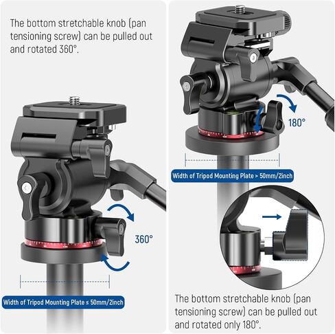 NEEWER Tripod Fluid Head with +/-10° Leveling Base(37mm Dia.), Metal Pan Tilt Head with Arca Type QR Plate, Telescopic Handle for Compact Video Camera DSLR Camera, Max Load 8.8lb/4kg, GM27 in Saudi Arabia