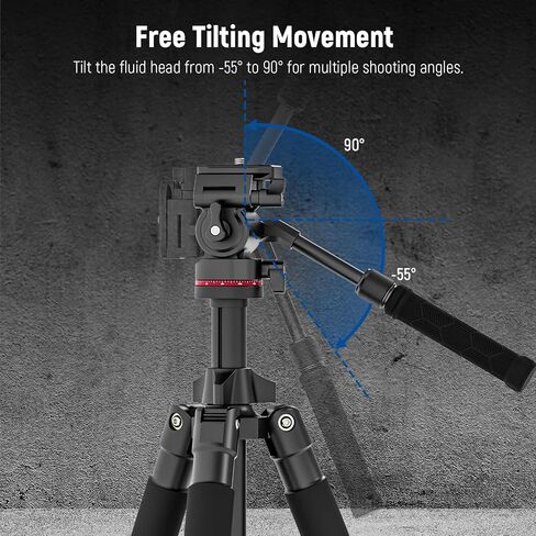 NEEWER Tripod Fluid Head with +/-10° Leveling Base(37mm Dia.), Metal Pan Tilt Head with Arca Type QR Plate, Telescopic Handle for Compact Video Camera DSLR Camera, Max Load 8.8lb/4kg, GM27 in Saudi Arabia