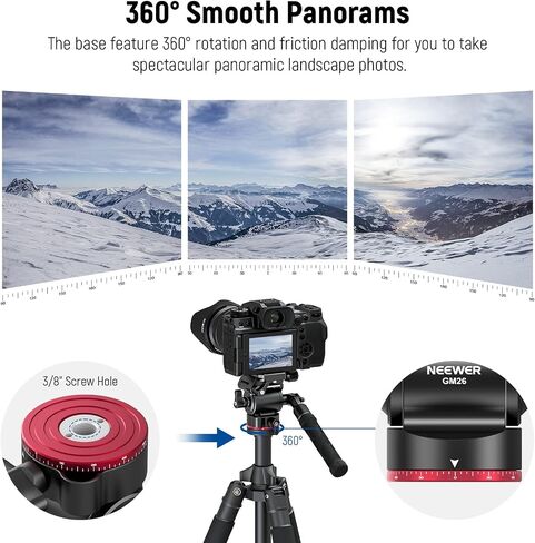 NEEWER Tripod Fluid Head with +/-10° Leveling Base(37mm Dia.), Metal Pan Tilt Head with Arca Type QR Plate, Telescopic Handle for Compact Video Camera DSLR Camera, Max Load 8.8lb/4kg, GM27 in Saudi Arabia