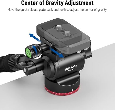 NEEWER Tripod Fluid Head with +/-10° Leveling Base(37mm Dia.), Metal Pan Tilt Head with Arca Type QR Plate, Telescopic Handle for Compact Video Camera DSLR Camera, Max Load 8.8lb/4kg, GM27 in Saudi Arabia