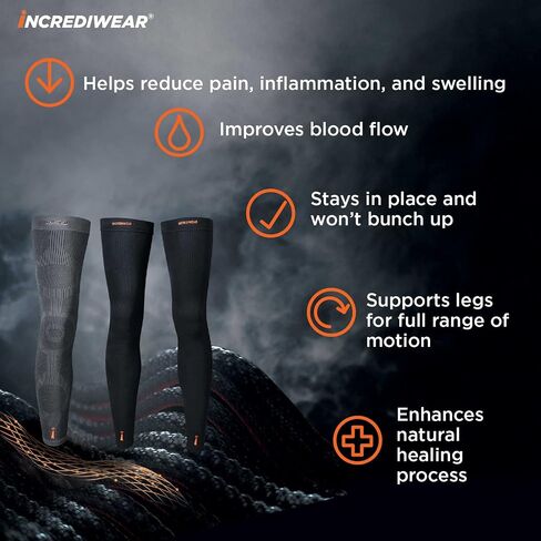 Incrediwear Leg Sleeve 2pk – Full Length Long Leg Sleeve for Leg Pain Relief & Muscle Recovery, Helps Reduce Swelling & Inflammation, Promotes Circulation, Leg Sleeves for Men & Women (Royal, X-Large) in Kuwait