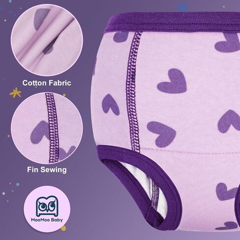 MooMoo Baby Absorbent Potty Training Underwear Cotton Pee Pants for Girl 2T | Breathable,Washable and Reusable, Daytime Potty Training in Saudi Arabia