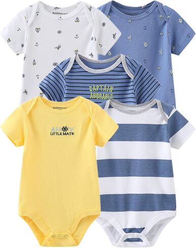 Kiddiezoom Baby Bodysuit Newborn Short Sleeve baby One-Piece Cotton 5-Pack baby clothes in Kuwait
