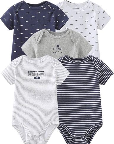 Kiddiezoom Baby Bodysuit Newborn Short Sleeve baby One-Piece Cotton 5-Pack baby clothes in Kuwait
