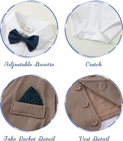 طفل طفل طفل نبيل الدعاوى 4pcs قميص+سترة+ربطة عنق+سراويل رضيع فتى مجموعات 3-24M in Kuwait