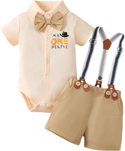 Baby Boy Clothes Suits Infant Tuxedo Bowtie Shirt Suspender Pants Sets Gentleman Suits Outfit 0-12M in Saudi Arabia