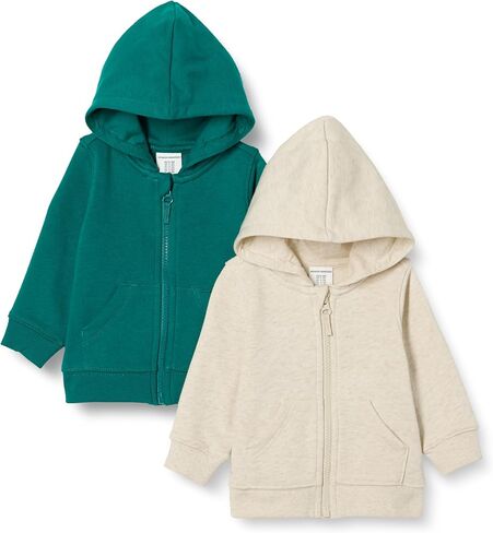 Amazon Essentials Unisex Toddlers and Babies' French Terry Zip-Up Hoodie, Multipacks in Kuwait