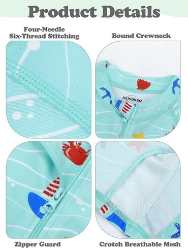 2 Pack Baby Toddler Boys Swimsuits UPF 50+ Sun Protection Long-Sleeve Rash Guards Baby Dry Fit Bathing Suit with Zip in Kuwait