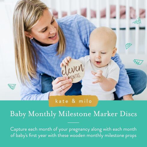 Kate & Milo Milestone Props, Bow, Double-Sided Baby Announcement Discs, Pink 3D Bow Ideal For Baby Girl's, Photo Prop for Monthly Pregnancy Journey and Baby Milestones, 1-12 Months in Saudi Arabia