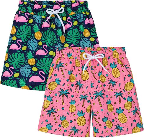 2 Pack Toddler Boys Swim Trunks UPF 50+ Swim Shorts with Mesh Liner Boy Stretch Suit Swimsuit in Saudi Arabia