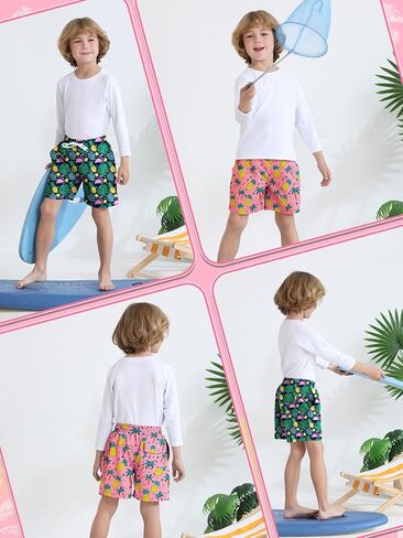 2 Pack Toddler Boys Swim Trunks UPF 50+ Swim Shorts with Mesh Liner Boy Stretch Suit Swimsuit in Saudi Arabia