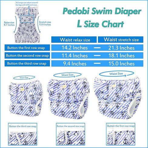 Reusable Baby Swim Diapers, Adjustable Diaper Swim for Toddlers 9 Months - 3 Years Old, 3 Pack for Swimming Lessons (Whale Shark Sailboat, Large) in Saudi Arabia