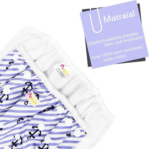 Reusable Baby Swim Diapers, Adjustable Diaper Swim for Toddlers 9 Months - 3 Years Old, 3 Pack for Swimming Lessons (Whale Shark Sailboat, Large) in Saudi Arabia
