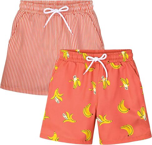 2 Pack Toddler Boys Swim Trunks UPF 50+ Swim Shorts with Mesh Liner Boy Stretch Suit Swimsuit in Saudi Arabia