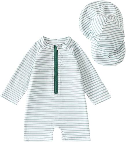 Noubeau Baby Boys' One Piece Swimsuits Toddler Swimwear with Rash Guard Infant Bathing Suit for Boys Swim Sun Hat Set in Saudi Arabia